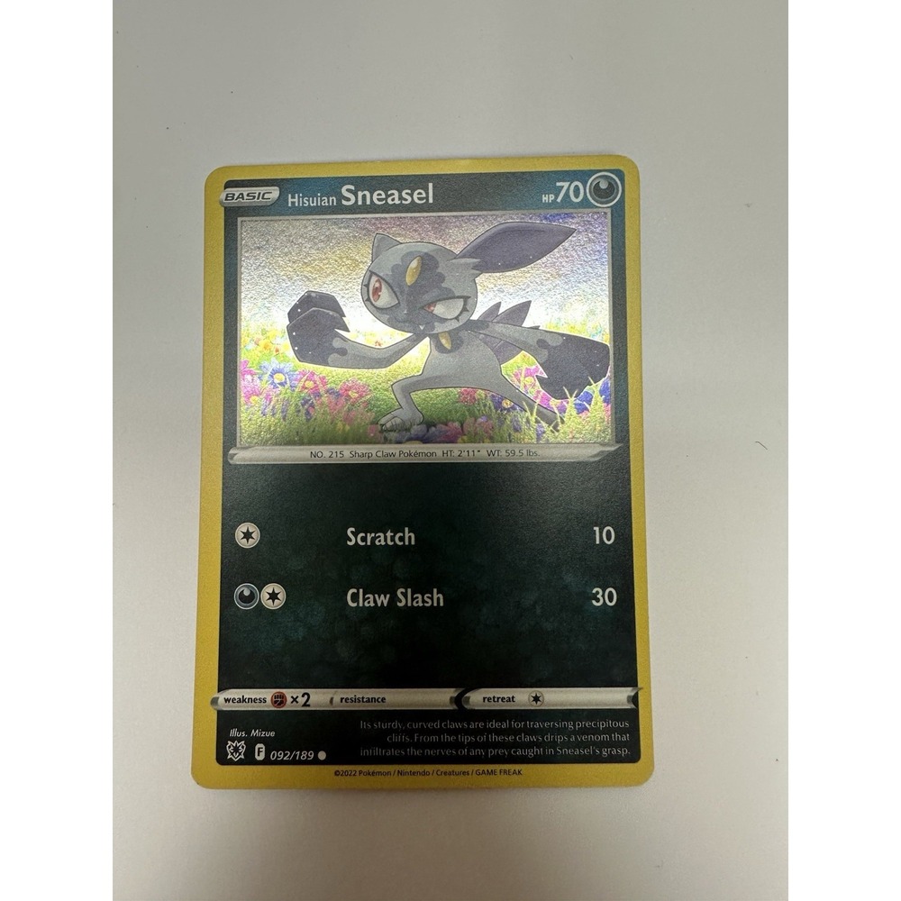 CRAZY Fart Swirl ๐ MISCUT ERROR alignment dot! Hisuian Sneasel 092/189 holoโ - Picture 10 of 11